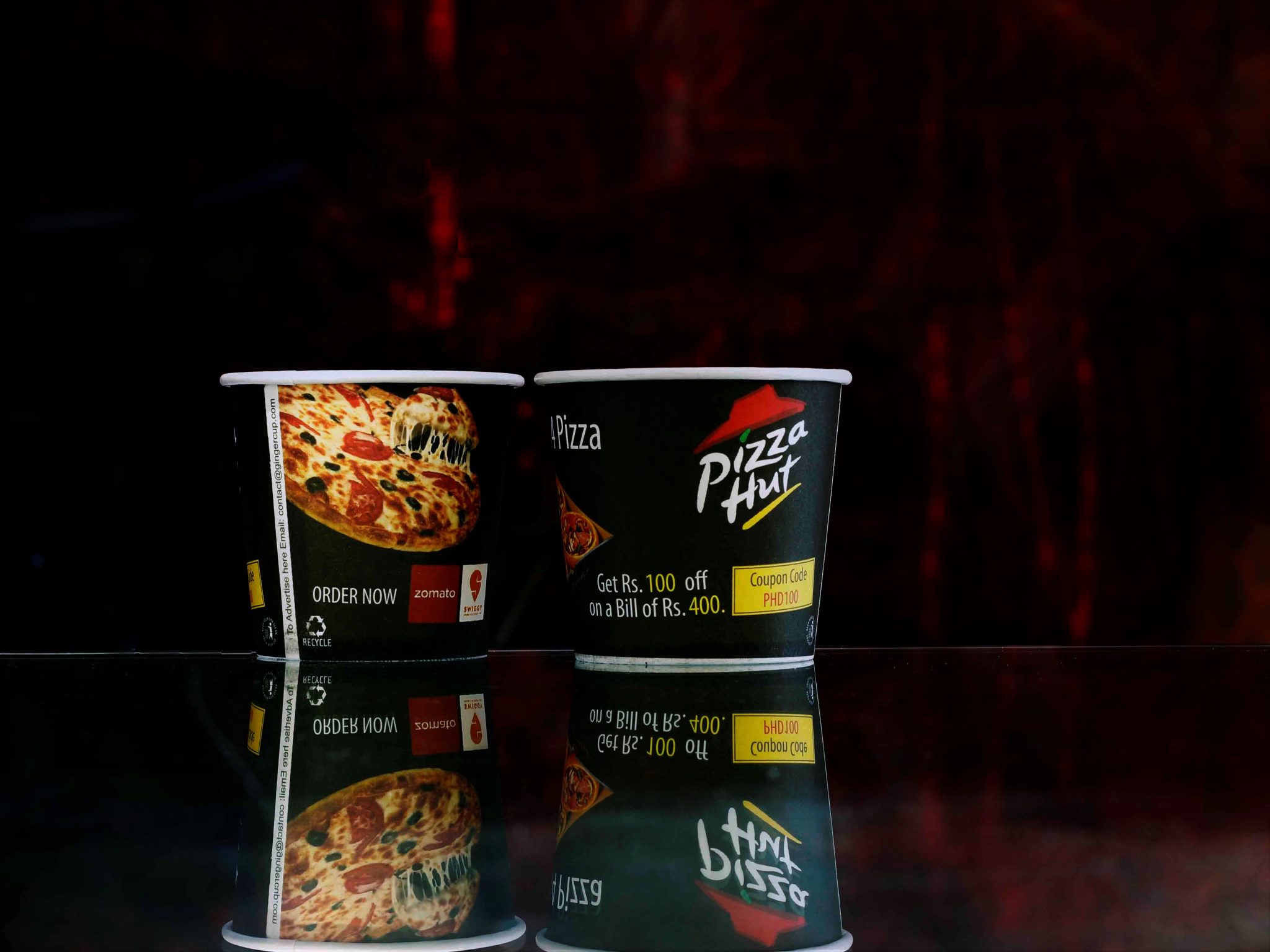 branded paper cup for pizza hut