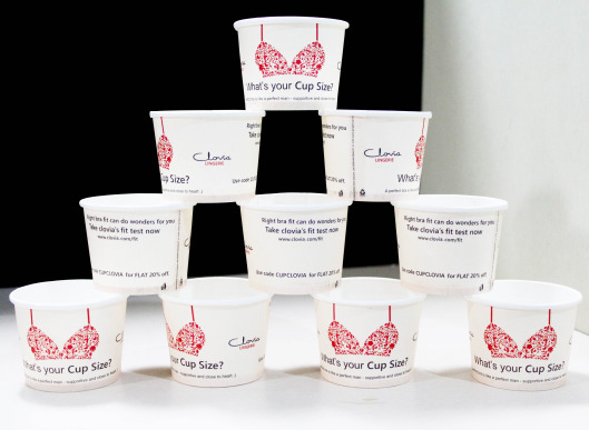 Clovia paper cup marketing