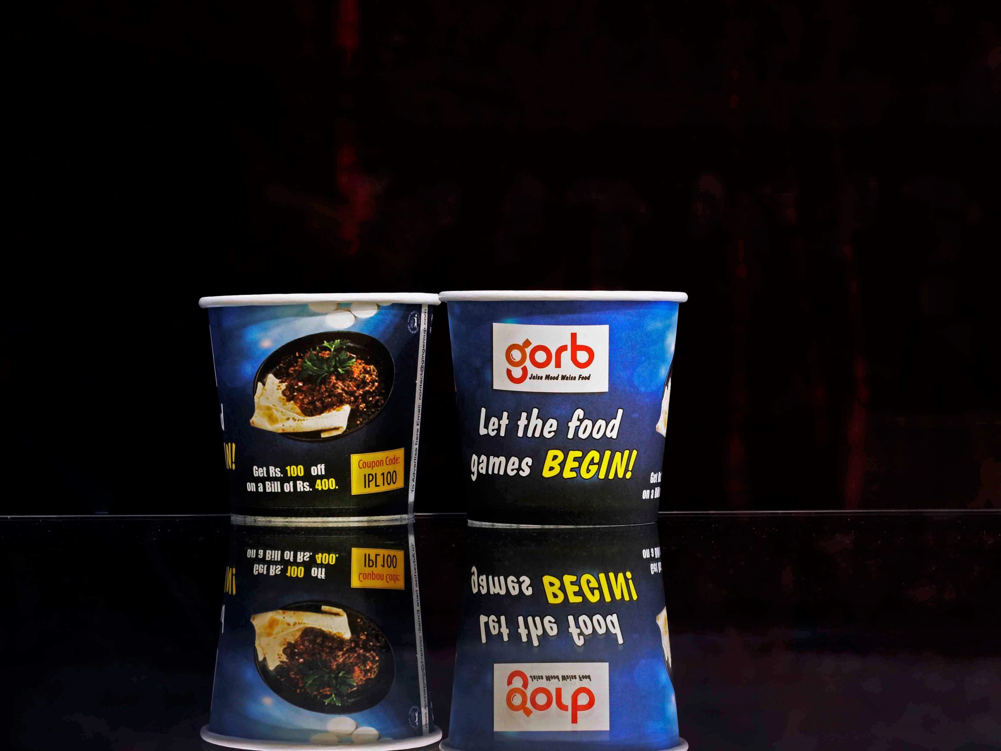 paper cup advertising for gorb