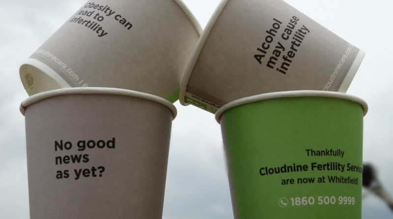 advertising on a paper cup
