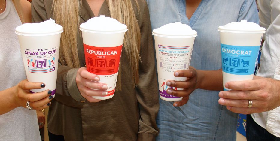 USA elections coffee cup advertising