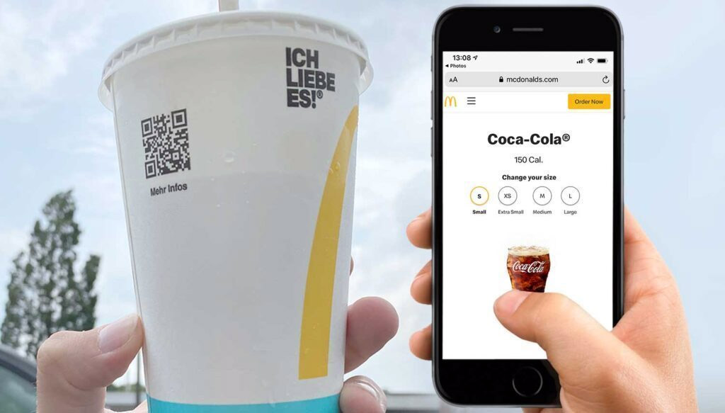 scanning QR on paper cup