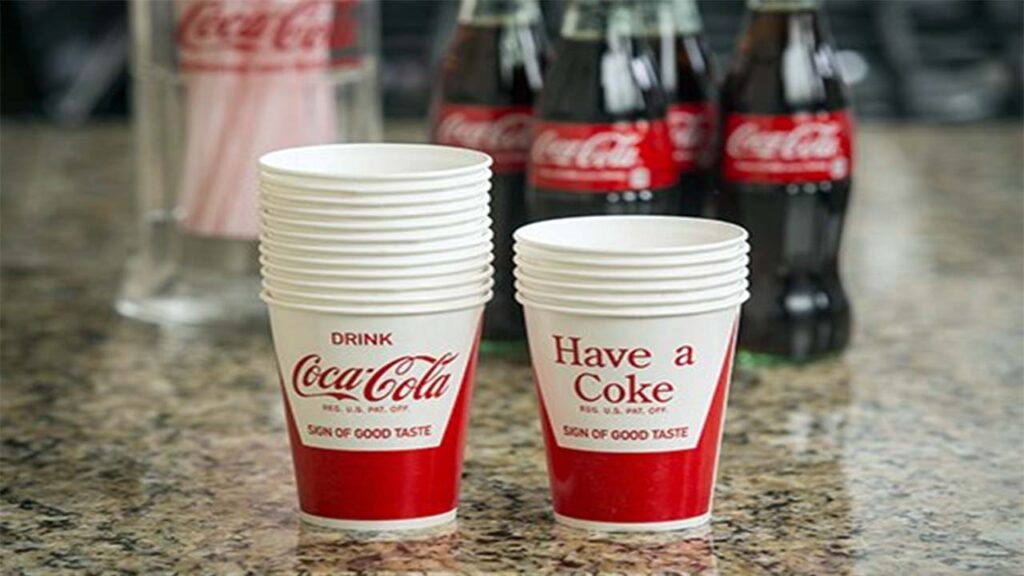 Paper cup advertising of Cocacola