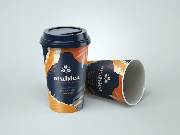 printed paper cups of arabica